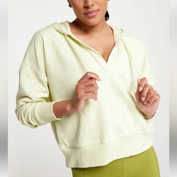 CALIA SPLIT-NECK OVERSIZED LIGHT GREEN DROP SHOULDER SLOUCHY HOODIE SZ M - Picture 1 of 8